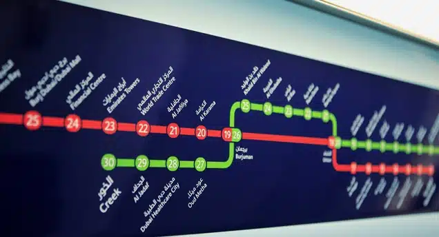 Dubai Metro Red Lines- Names and Actual Locations
